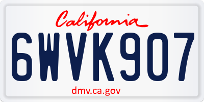 CA license plate 6WVK907