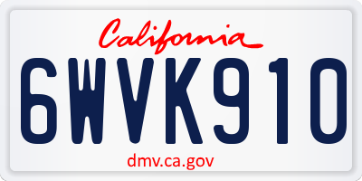 CA license plate 6WVK910