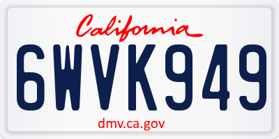 CA license plate 6WVK949