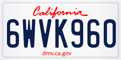 CA license plate 6WVK960