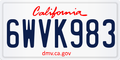 CA license plate 6WVK983