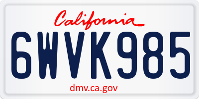 CA license plate 6WVK985