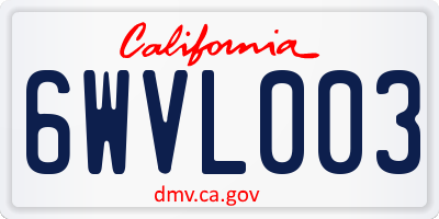 CA license plate 6WVL003