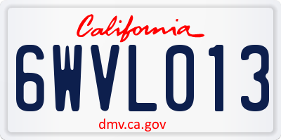 CA license plate 6WVL013