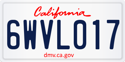 CA license plate 6WVL017