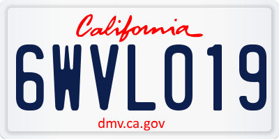 CA license plate 6WVL019