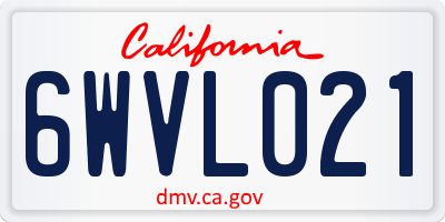 CA license plate 6WVL021