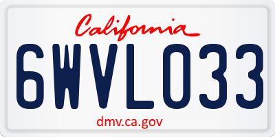 CA license plate 6WVL033