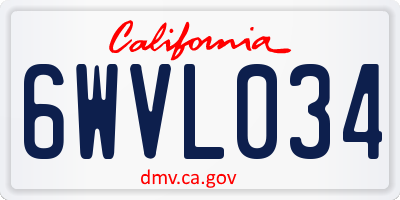 CA license plate 6WVL034