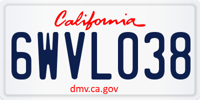 CA license plate 6WVL038