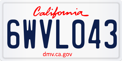 CA license plate 6WVL043
