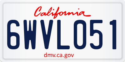 CA license plate 6WVL051