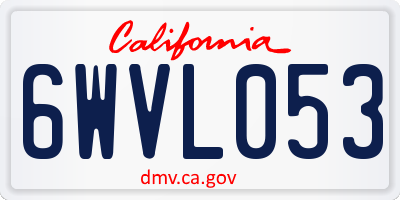 CA license plate 6WVL053