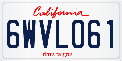 CA license plate 6WVL061