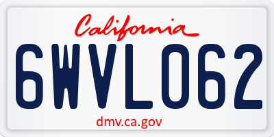 CA license plate 6WVL062