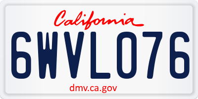 CA license plate 6WVL076