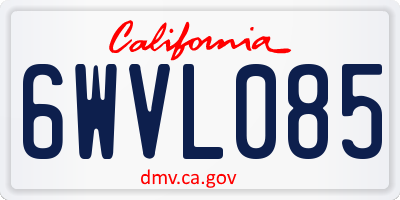 CA license plate 6WVL085