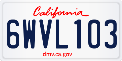CA license plate 6WVL103