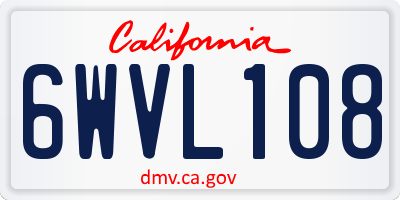 CA license plate 6WVL108