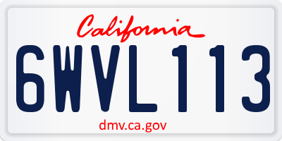 CA license plate 6WVL113