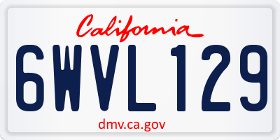 CA license plate 6WVL129