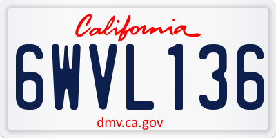 CA license plate 6WVL136
