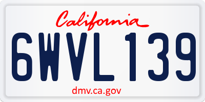 CA license plate 6WVL139