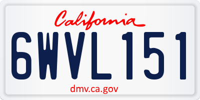 CA license plate 6WVL151