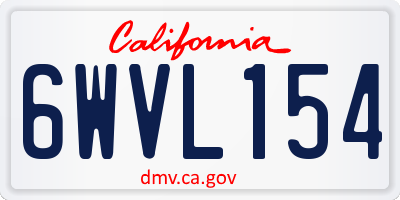 CA license plate 6WVL154