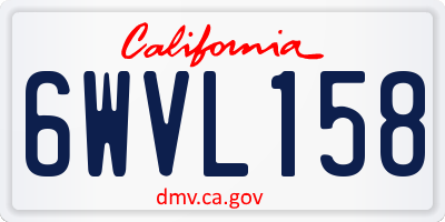 CA license plate 6WVL158