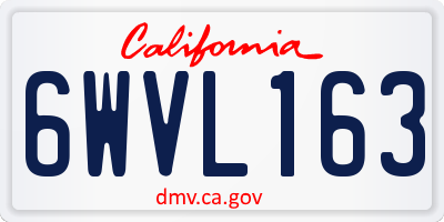 CA license plate 6WVL163