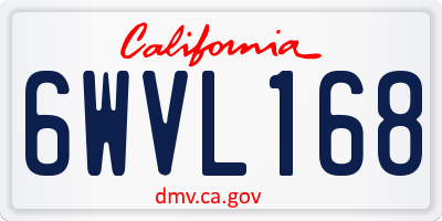 CA license plate 6WVL168