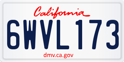 CA license plate 6WVL173