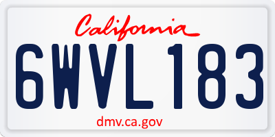 CA license plate 6WVL183