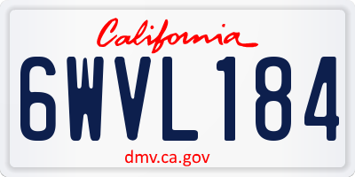 CA license plate 6WVL184