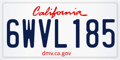 CA license plate 6WVL185