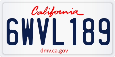 CA license plate 6WVL189