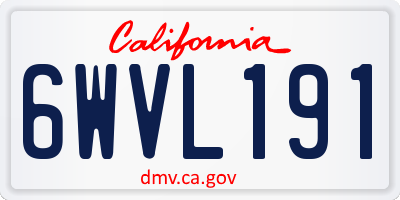 CA license plate 6WVL191