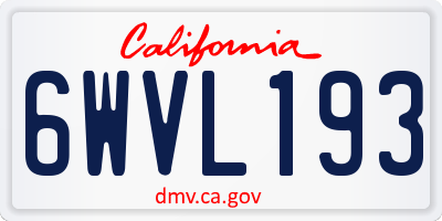 CA license plate 6WVL193