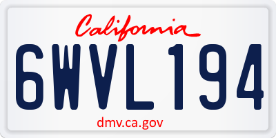 CA license plate 6WVL194
