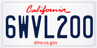 CA license plate 6WVL200