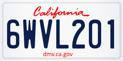 CA license plate 6WVL201