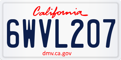 CA license plate 6WVL207
