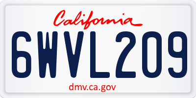 CA license plate 6WVL209