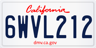 CA license plate 6WVL212