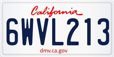 CA license plate 6WVL213