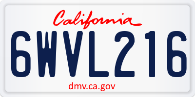 CA license plate 6WVL216