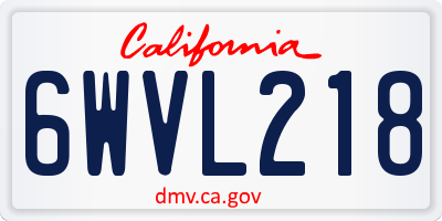 CA license plate 6WVL218