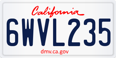 CA license plate 6WVL235