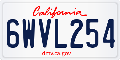 CA license plate 6WVL254